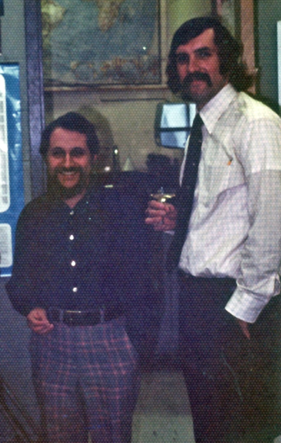 Peter Robison (right) with Dick Levy, professor emeritus of biology, at Robison’s doctoral defense in 1978.