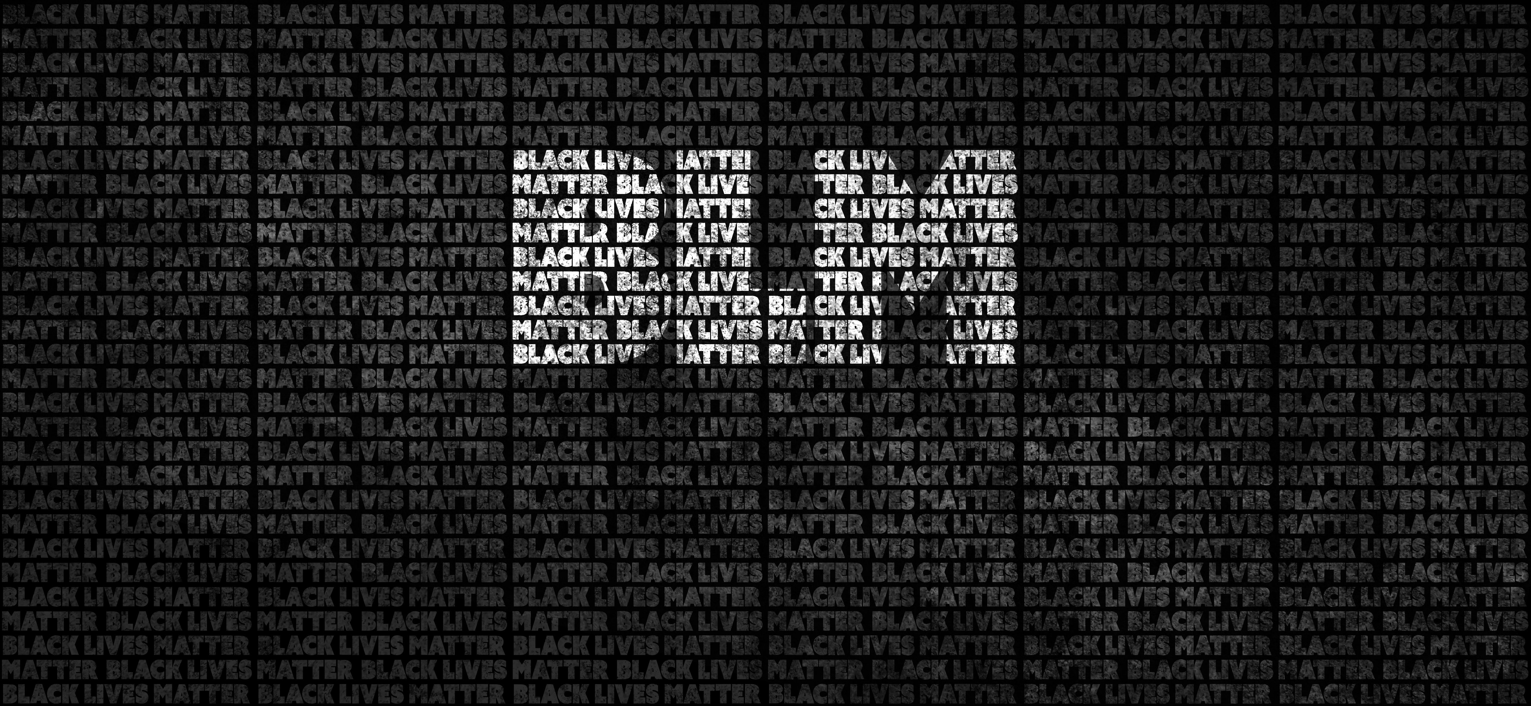 A black and white colored Black Lives Matter (BLM) background graphic illustration with BLM in the center.