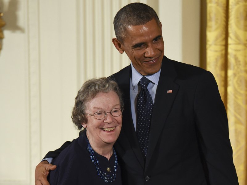 Edith Flanigen with Barack Obama.