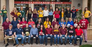 The Fiesta Bowl Holiday Card: Kitchen '14 is featured in the back row, on the right sporting Syracuse gear 