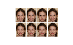 Series of faces used in assessing the "pop-out" effect in children with autism. Children are asked to spot the face that is different. 