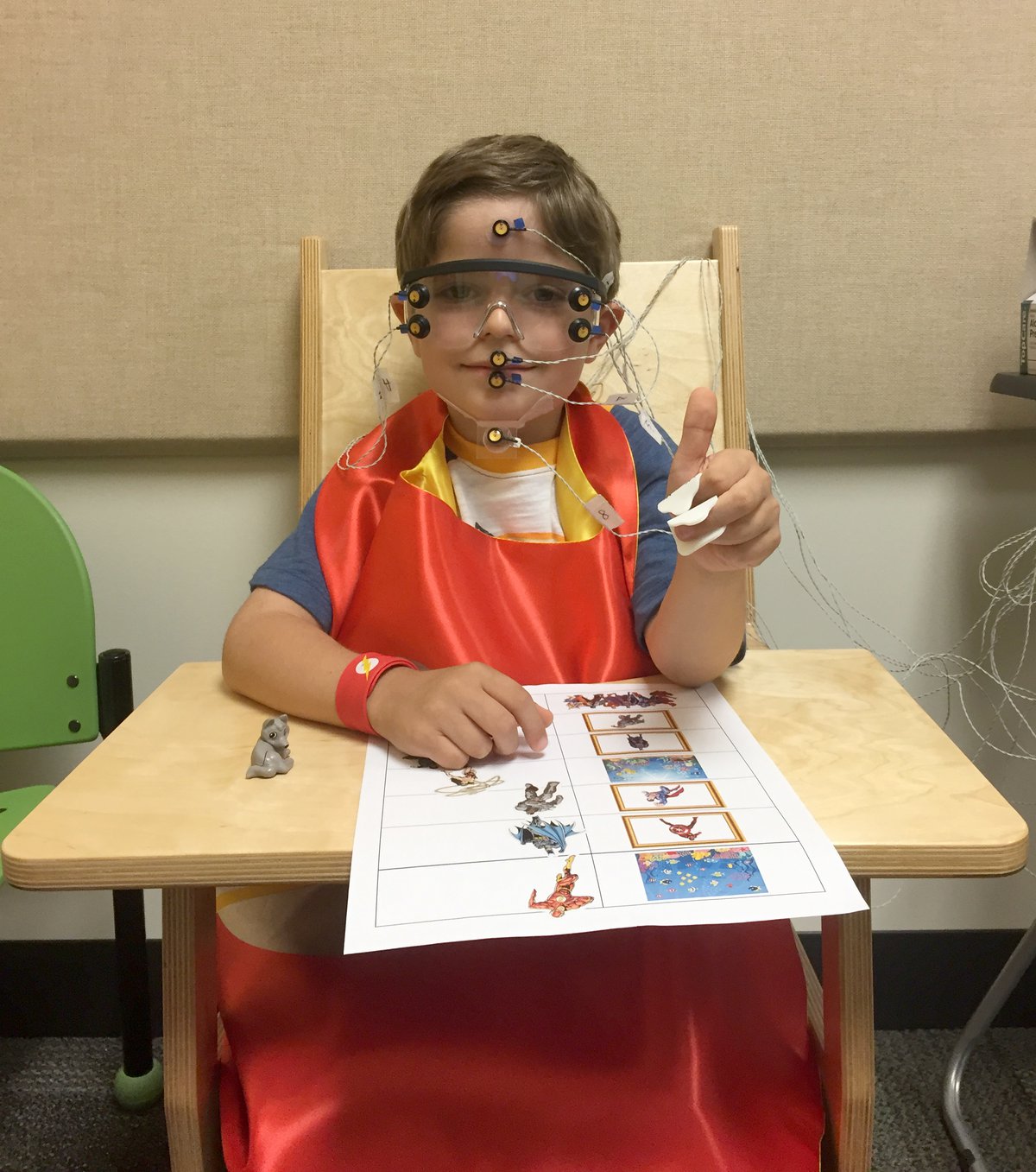 A child endergoing tests in the stuttering research lab.