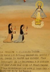 An example of a retablo on exhibit at La Casita Cultural Center as part of "Angels on the Border"