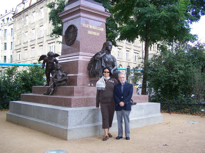 Dick and Karen at the monument to Felix Mendelssohn