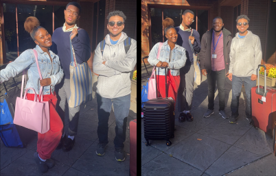 NSBP students pose for a picture with suitcases