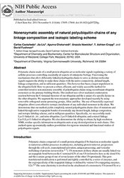 Nonenzymatic assembly of natural polyubiquitin chains of any linkage composition and isotopic labeling scheme.