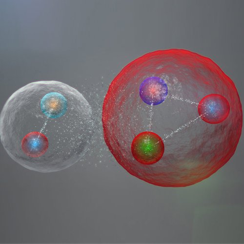 Illustration of the possible layout of the quarks in a pentaquark particle.