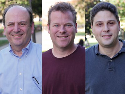 Syracuse's Gravitational Wave Group is co-led by professors (L-R) Saulson, Brown, and Ballmer