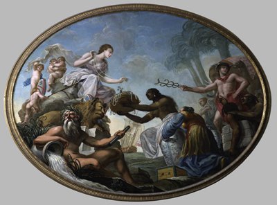 Spiridione Roma, The East Offering its Riches to Britannia, 1778 Ceiling painting for the East India House, London ©The British Library Board, Foster 245