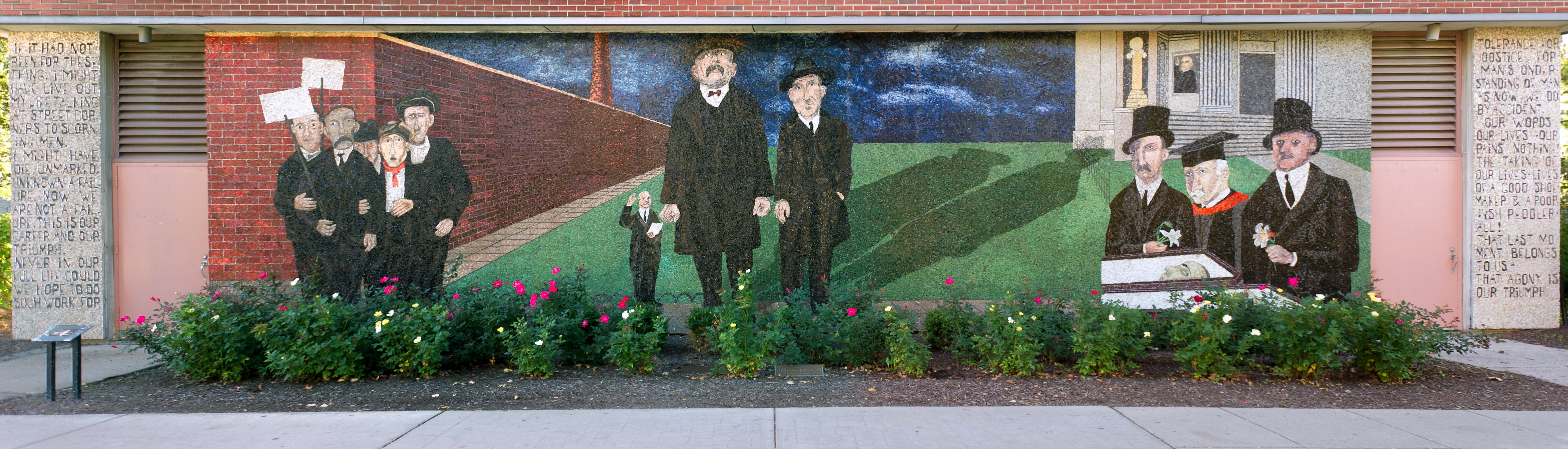 Sacco and Venzetti mosiac on the east wall of HB Crouse
