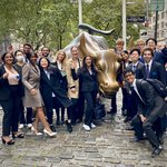 Students with Wall Street Bull