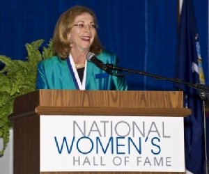 Kathrine Switzer '68, G'72 at her induction ceremony for the National Women's Hall of Fame. 