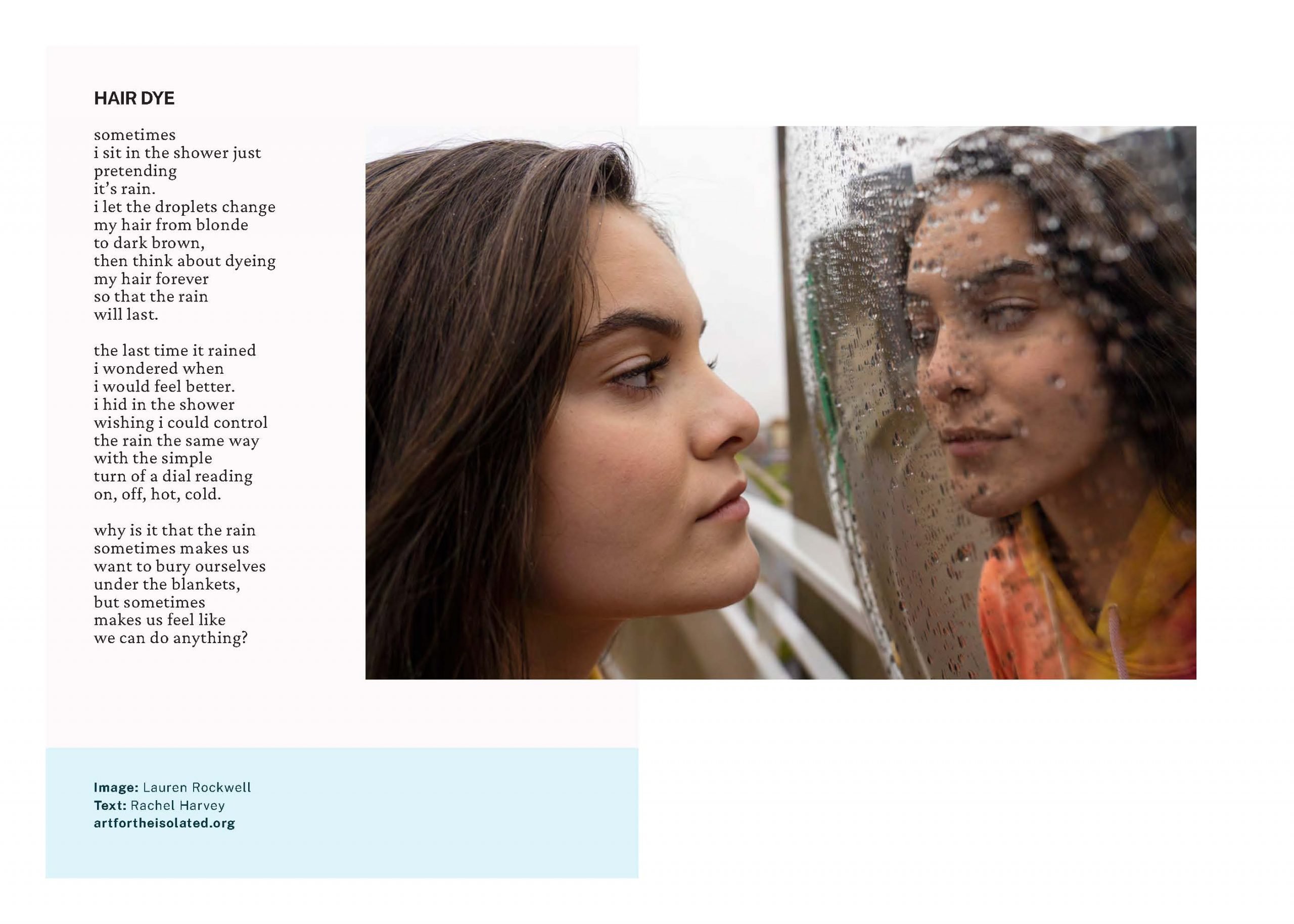 Hair Dye poem on photograph showing woman's reflection.