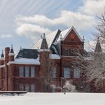 Tolley Humanities Building in winter.