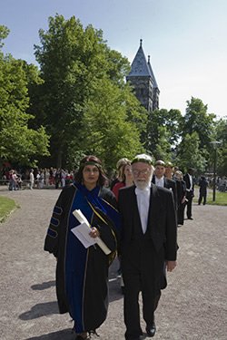 Mohanty in the procession to receive an honorary doctorate at Lund University in Sweden.