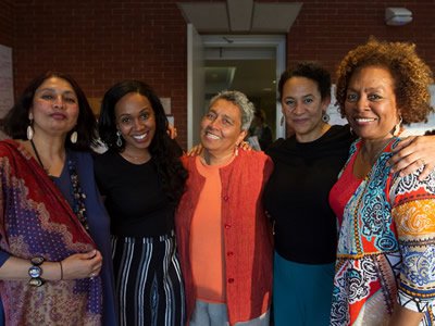 Chandra Talpade Mohanty (far left) and Linda Carty (far right) at the 2016 DK Summer Institute at Syracuse.