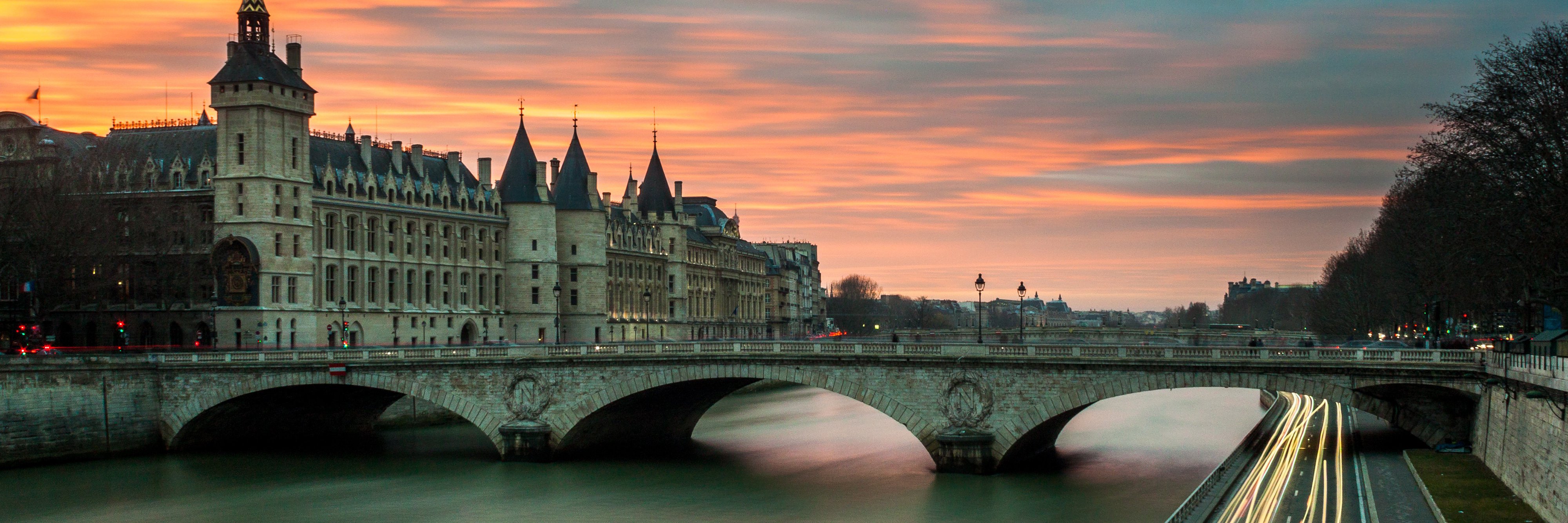 Sunset over the Loire River, Paris, France