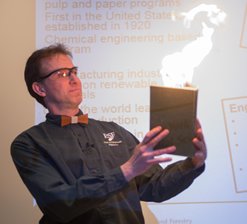SUNY-ESF professor Gary Scott gives a demo-lecture on paper engineering 