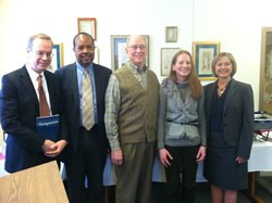 From left to right: Chancellor Kent Syverud, Dean George M. Langford, Harold G. Jones, Amy Wyngaard and Gail Bulman