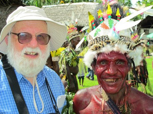 Mr. Fisher on the left with a friend in Papua New Guinea