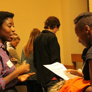 two students in discussion