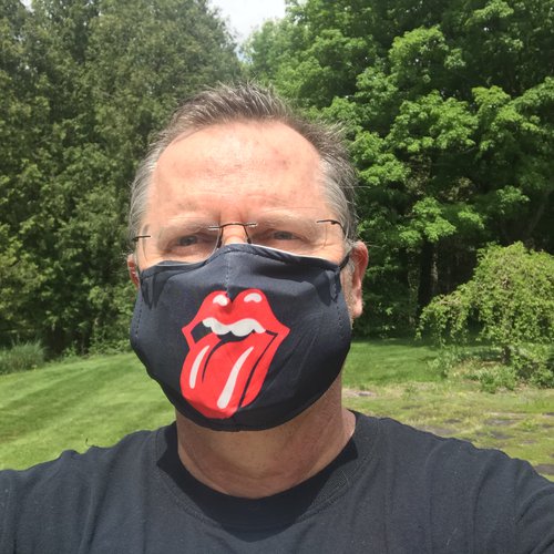 David Sobel with a Rolling Stones mask.