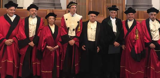Iwaneic's ceremony included remarks by Gioconda Moscariello (third from left) and Carlo Sbordone (third from right). 