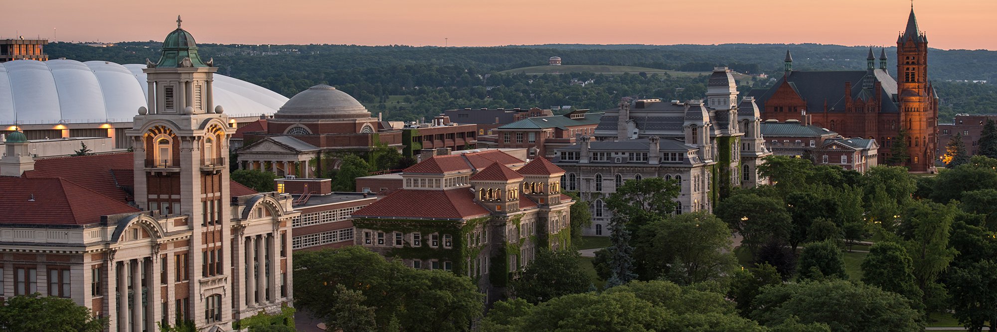 tower row at sunset on the syracuse university campus